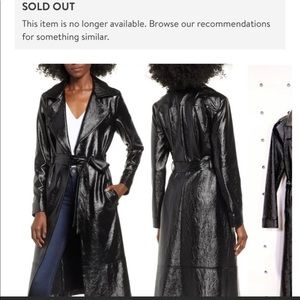 NWT ! Leith - black patent leather belted trench coat